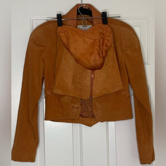 Vintage Rinzi International Collection 100% Leather Brown Suede Jacket & Top Set - Picture 3 of 15